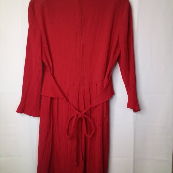 Miss Dorby Dress Women 14 Vintage Classic Attached Vest Textured Ribbed Red - Picture 12 of 16